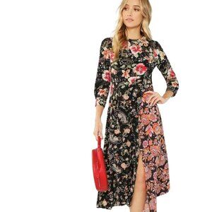 Shein Floral Asymmetric Hem Midi Dress Size XS